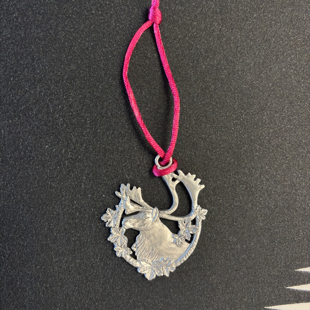 Seagull Pewter Moose Ornament with Red Cord